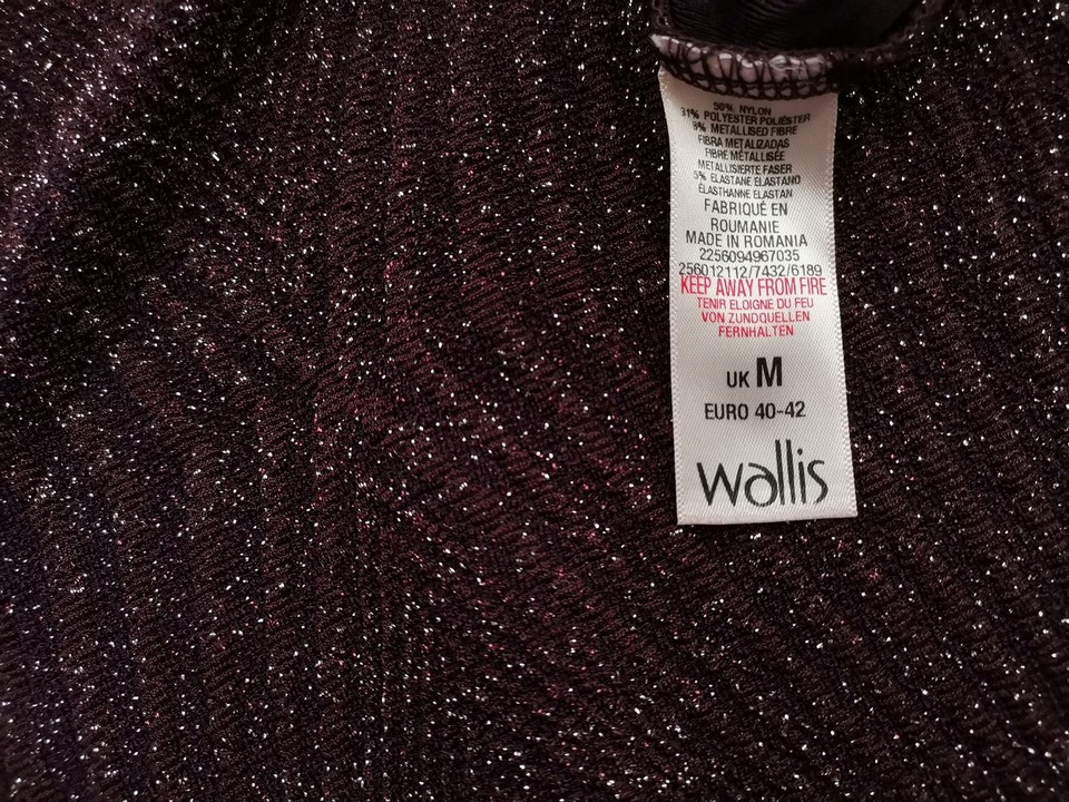 Wallis Size M Color Fioletowy Okrągły dekolt Sukienka Sweterkowa Rękaw 3/4 Do Kolan