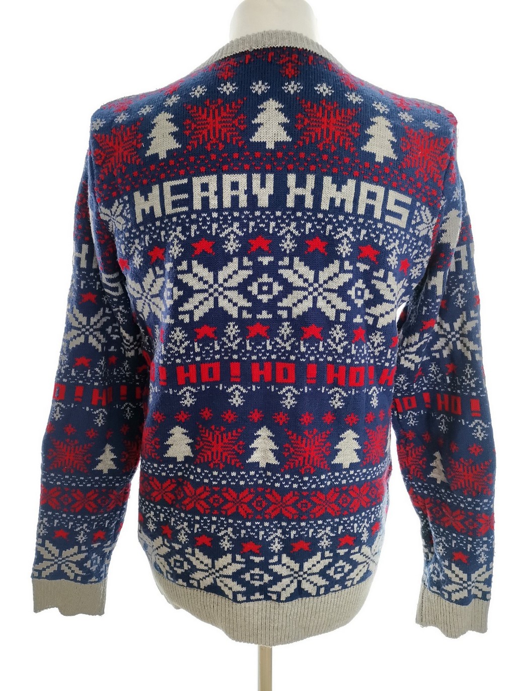 Merry Christmas Size M Color Niebieski Męski Sweter Długi rękaw