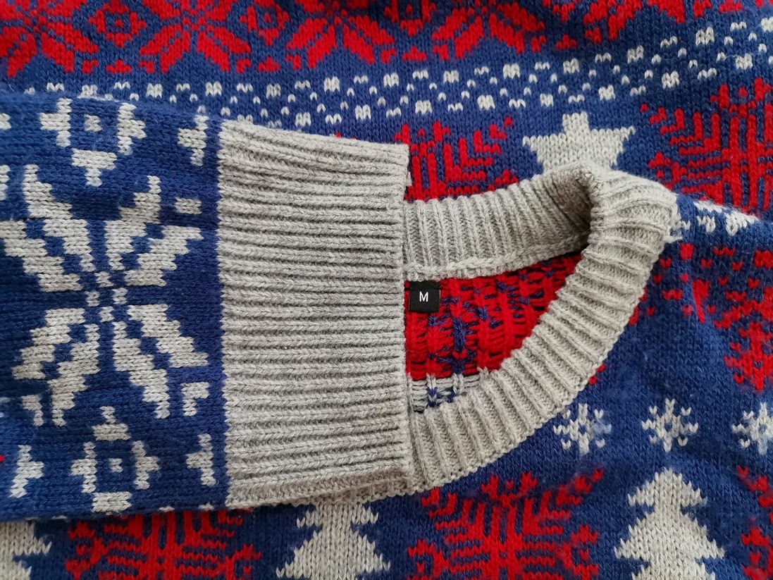 Merry Christmas Size M Color Niebieski Męski Sweter Długi rękaw