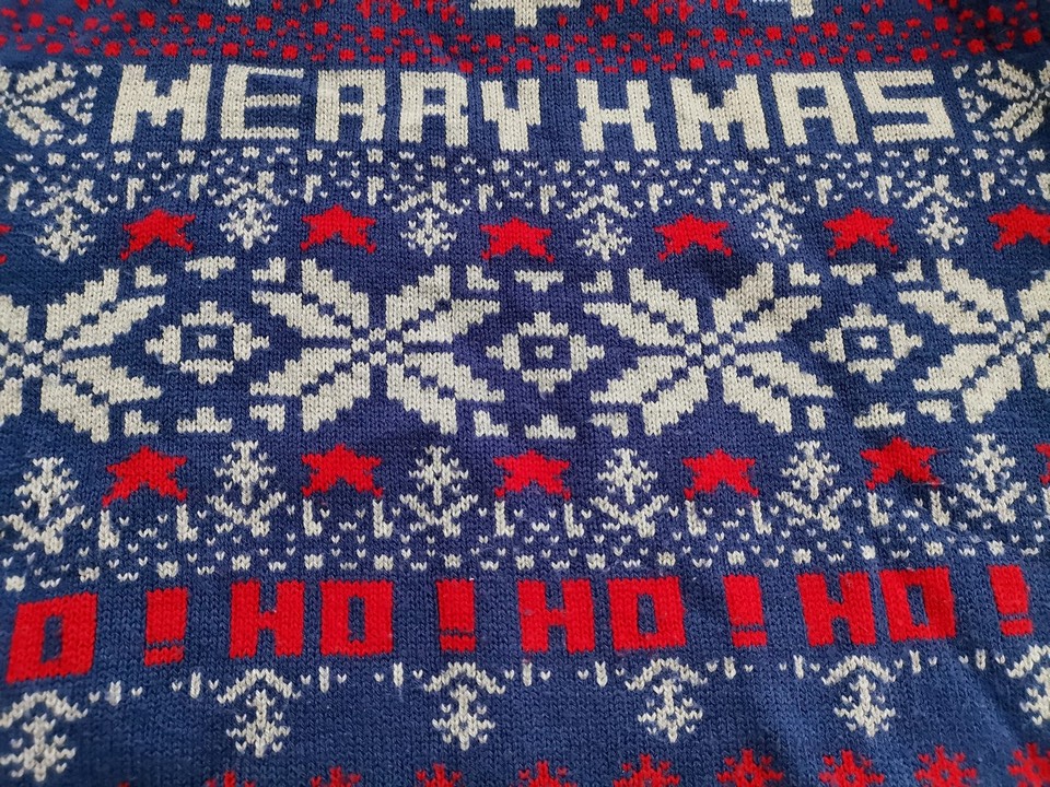 Merry Christmas Size M Color Niebieski Męski Sweter Długi rękaw