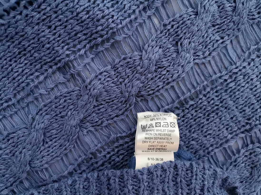 awear Size 8/10 (36/38) Color Niebieski Okrągły dekolt Sweter Długi rękaw Fabric Akryl Otwarta dzianina