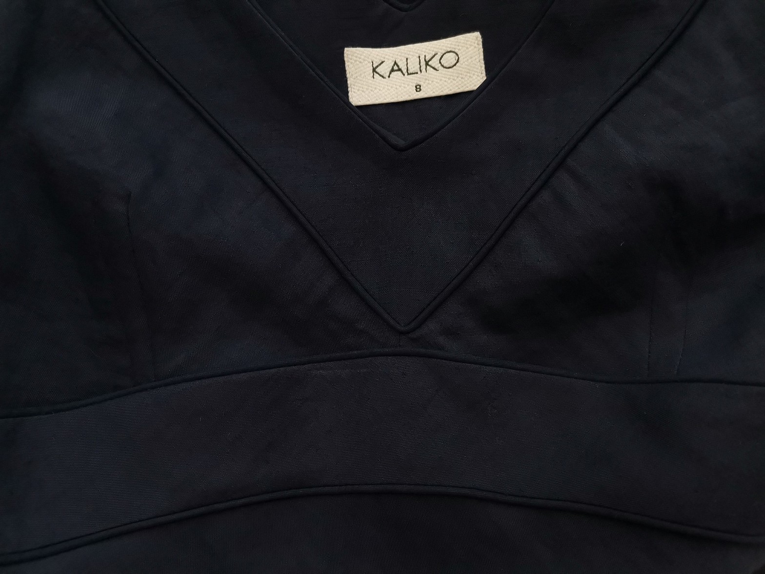 Kaliko Size 8 (36) Color Granatowy W serek Sukienka Maxi Bezrękawnik Długa Fabric Ramie