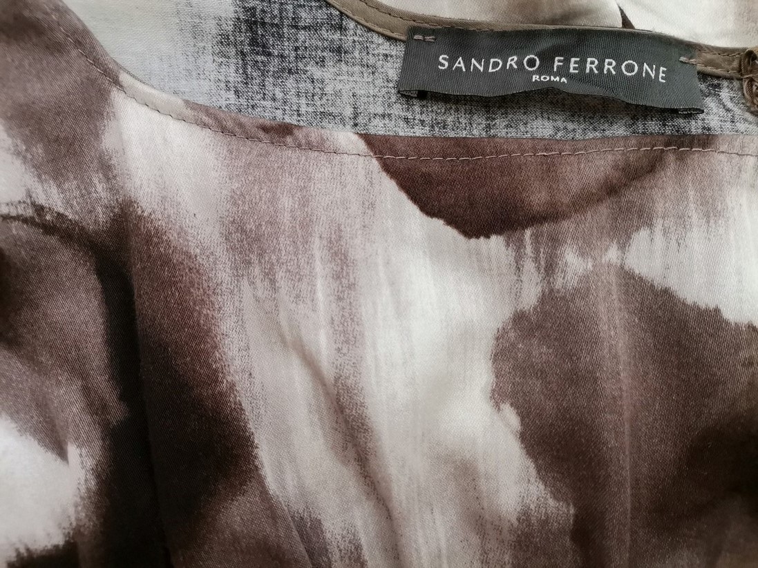 Sandro Ferrone Size 44 (38) Color Brązowy Kwadratowy dekolt Sukienka Trapezowa Bezrękawnik Do Kolan Fabric Bawełna