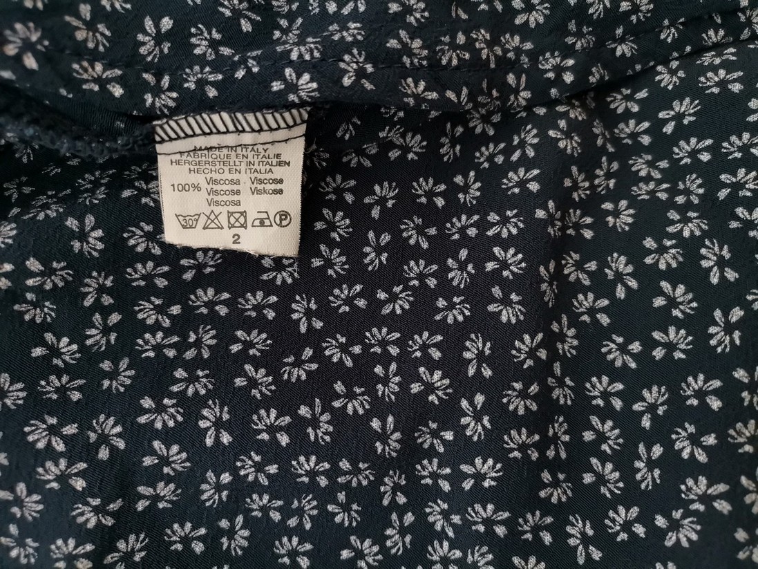 Brandy Melville Size 2 (38) Color Granatowy W serek Sukienka Kopertowa Krótki rękaw Do Kolan Fabric Wiskoza 100%