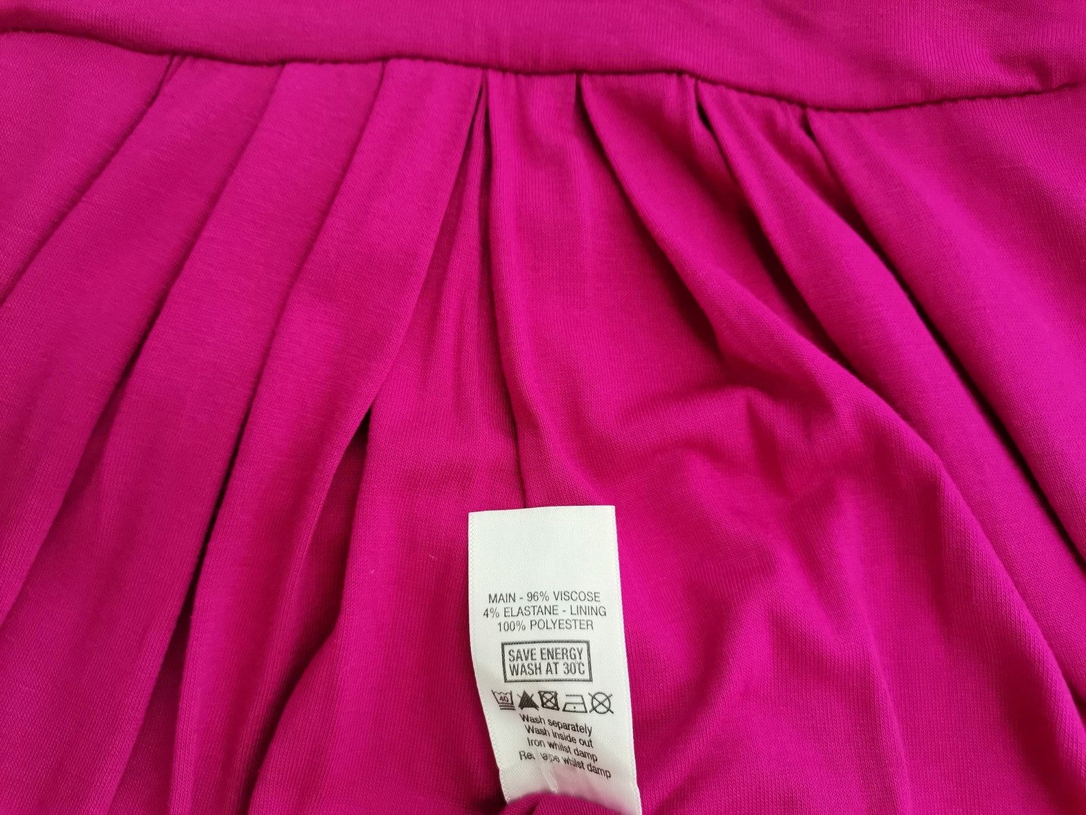 Wallis Size 12 (40) Color Różowy W serek Sukienka Elegancka Krótki rękaw Midi Fabric Wiskoza