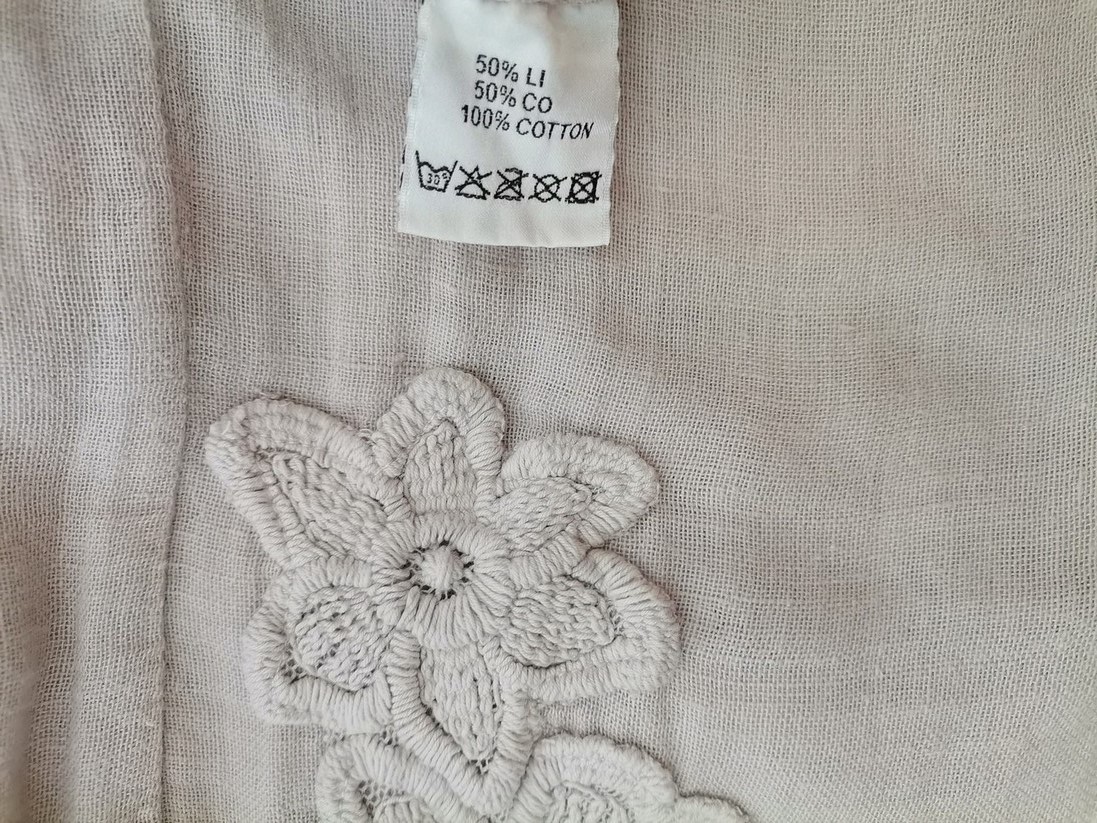 BRANTING Size S Color Szary W serek Sukienka Prosta Długi rękaw Do Kolan Fabric Len