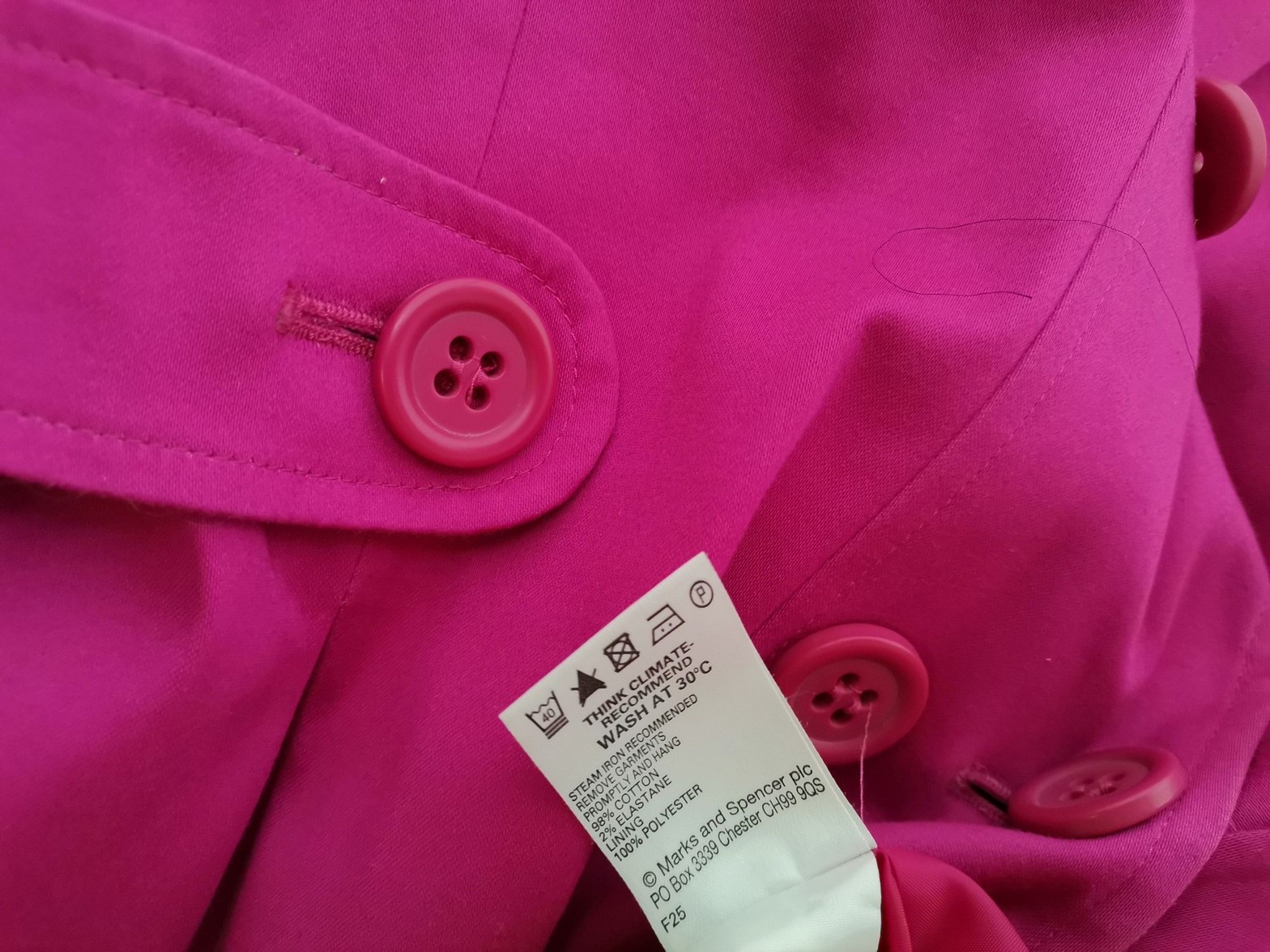 Marks&spencer Size 14 (42) Color Różowy Kurtka Długi rękaw Fabric Bawełna