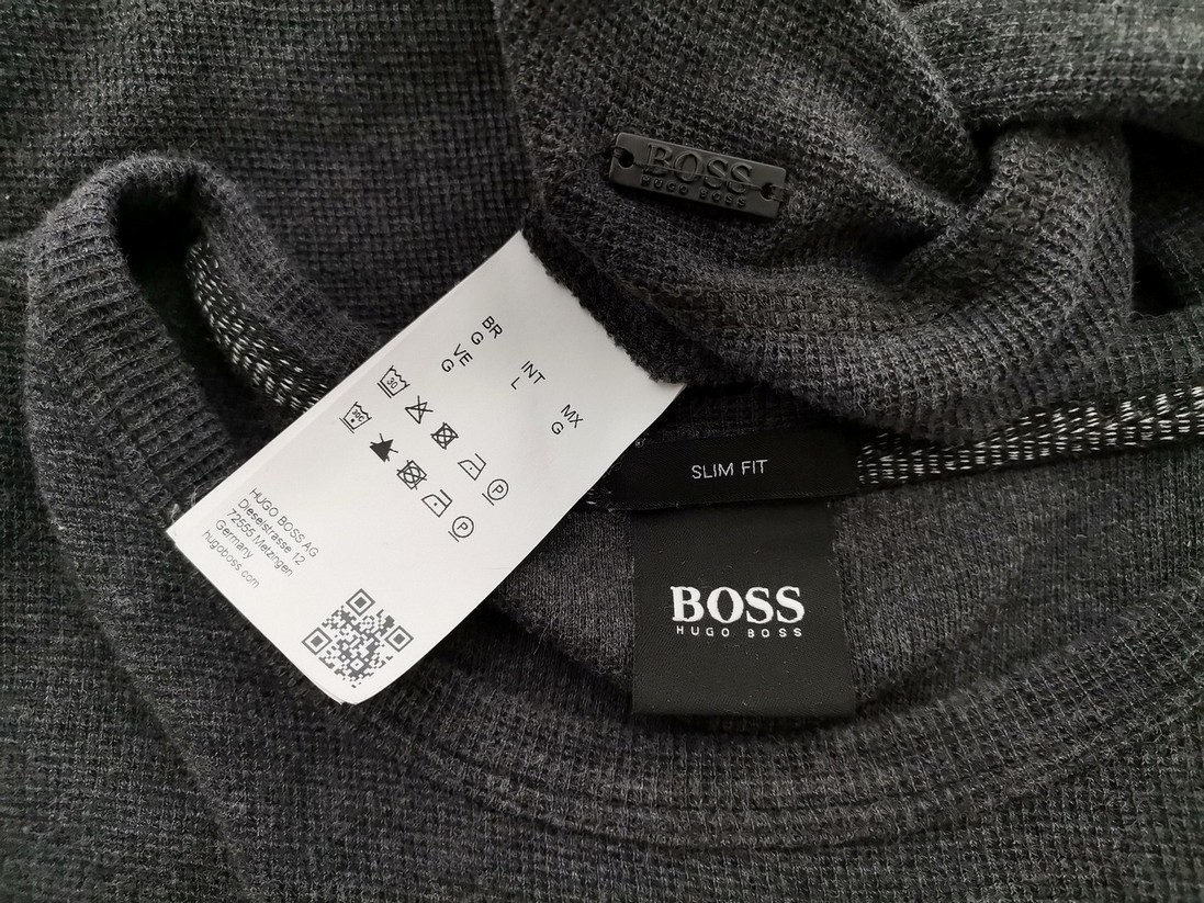 Hugo Boss Size L Color Szary Męski Sweter Długi rękaw Fabric Bawełna 100%