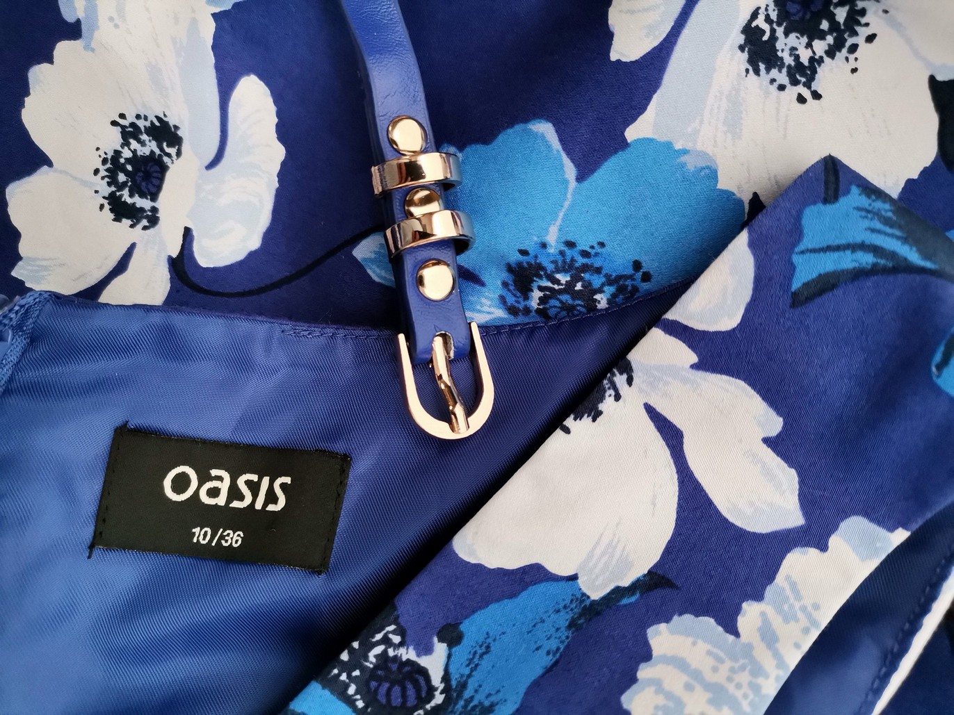 Oasis Size 10 (36) Color Fioletowy Kwadratowy dekolt Sukienka Letnia Bezrękawnik Do Kolan Fabric Bawełna