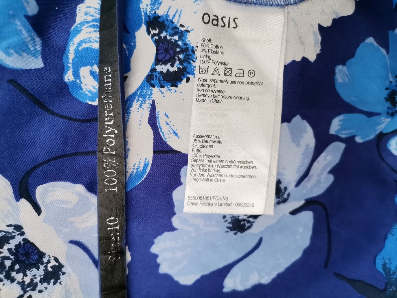 Oasis Size 10 (36) Color Fioletowy Kwadratowy dekolt Sukienka Letnia Bezrękawnik Do Kolan Fabric Bawełna