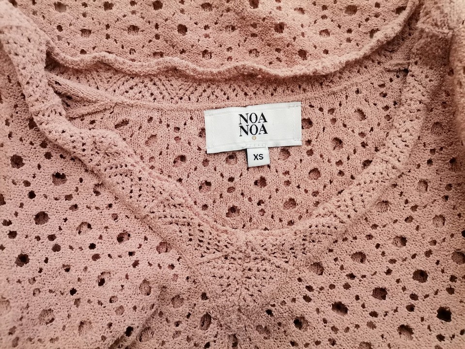 Noa noa Size XS Color Pudrowy Róż W serek Sweter Krótki rękaw Fabric Bawełna