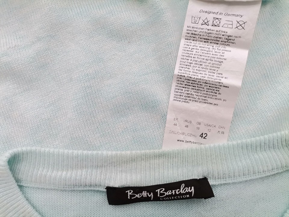 BETTY BARCLAY Size 42 Color Niebieski Crew Neck Sweter Długi rękaw Fabric Wiskoza Cienka dzianina