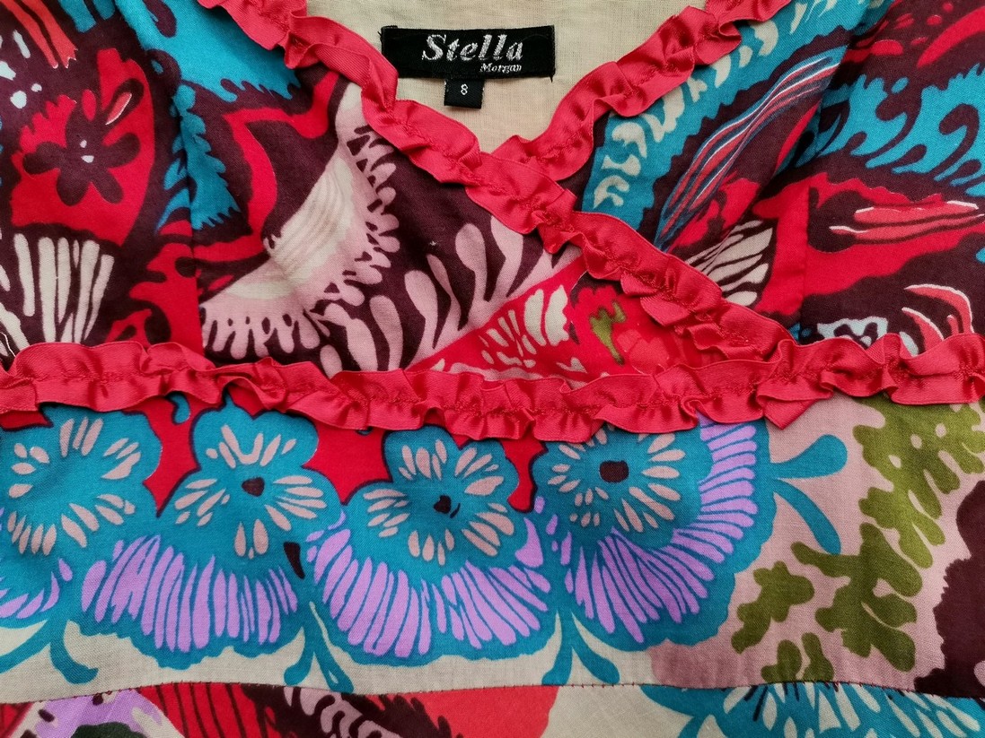 STELLA MORGAN Size 8 (36) Color Czerwony W serek Sukienka Letnia Bezrękawnik Midi Fabric Bawełna 100%