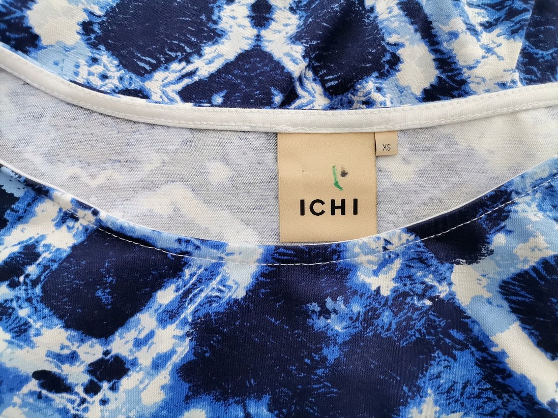 Ichi Size XS Color Niebieski Okrągły dekolt Sukienka Prosta Rękaw 3/4 Midi Fabric Wiskoza