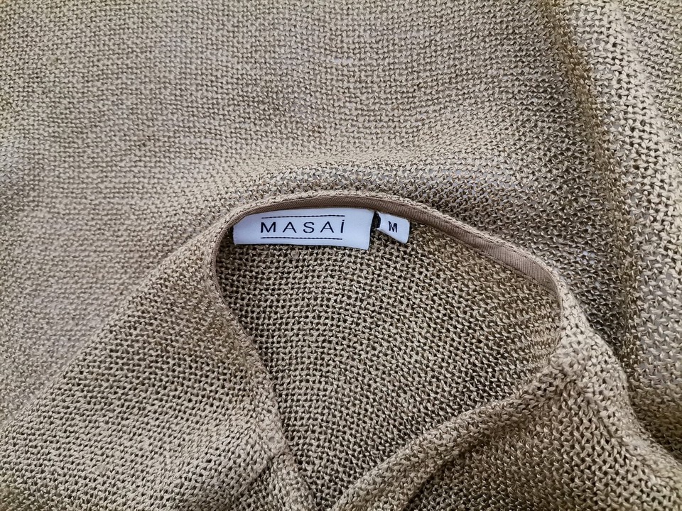 Masai Size M Color Khaki Okrągły dekolt Długi Otwarty Kardigan Długi rękaw Fabric Wiskoza Cienka dzianina