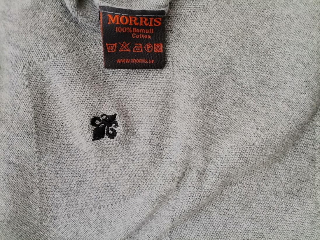 Morris Size S Color Szary Męski Sweter Długi rękaw Fabric Bawełna 100%