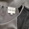 Reiss Size 8 (36) Color Szary Okrągły dekolt Sukienka Prosta Krótki rękaw Do Kolan