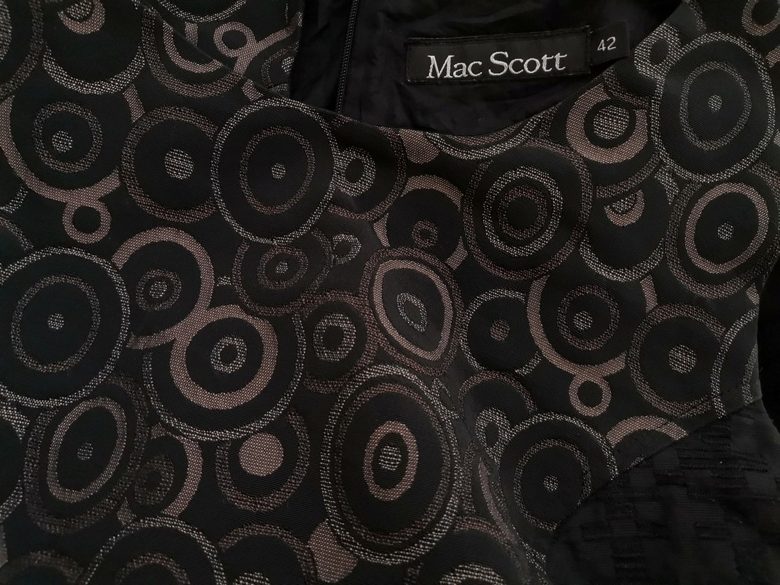 Mac Scott Size 42 Color Czarny Okrągły dekolt Sukienka Elegancka Bezrękawnik Midi