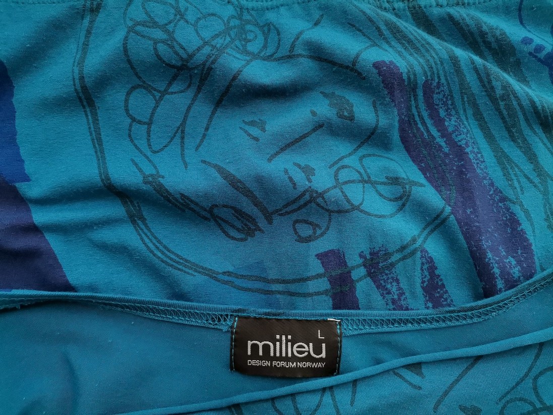 Milieu Size L Color Niebieski W serek Sukienka Prosta Bezrękawnik Do Kolan Fabric Wiskoza