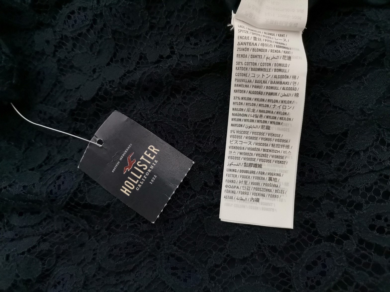 Hollister Size 1 (36) Color Granatowy Okrągły dekolt Sukienka Bodycon Krótki rękaw Krótka Fabric Bawełna