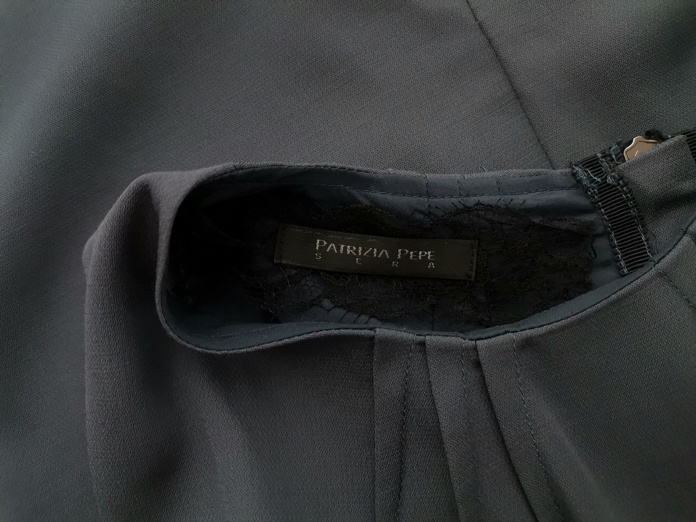 Patrizia pepe Size 44 (38) Color Granatowy Okrągły dekolt Sukienka Ołówkowa Bezrękawnik Do Kolan Fabric Wiskoza