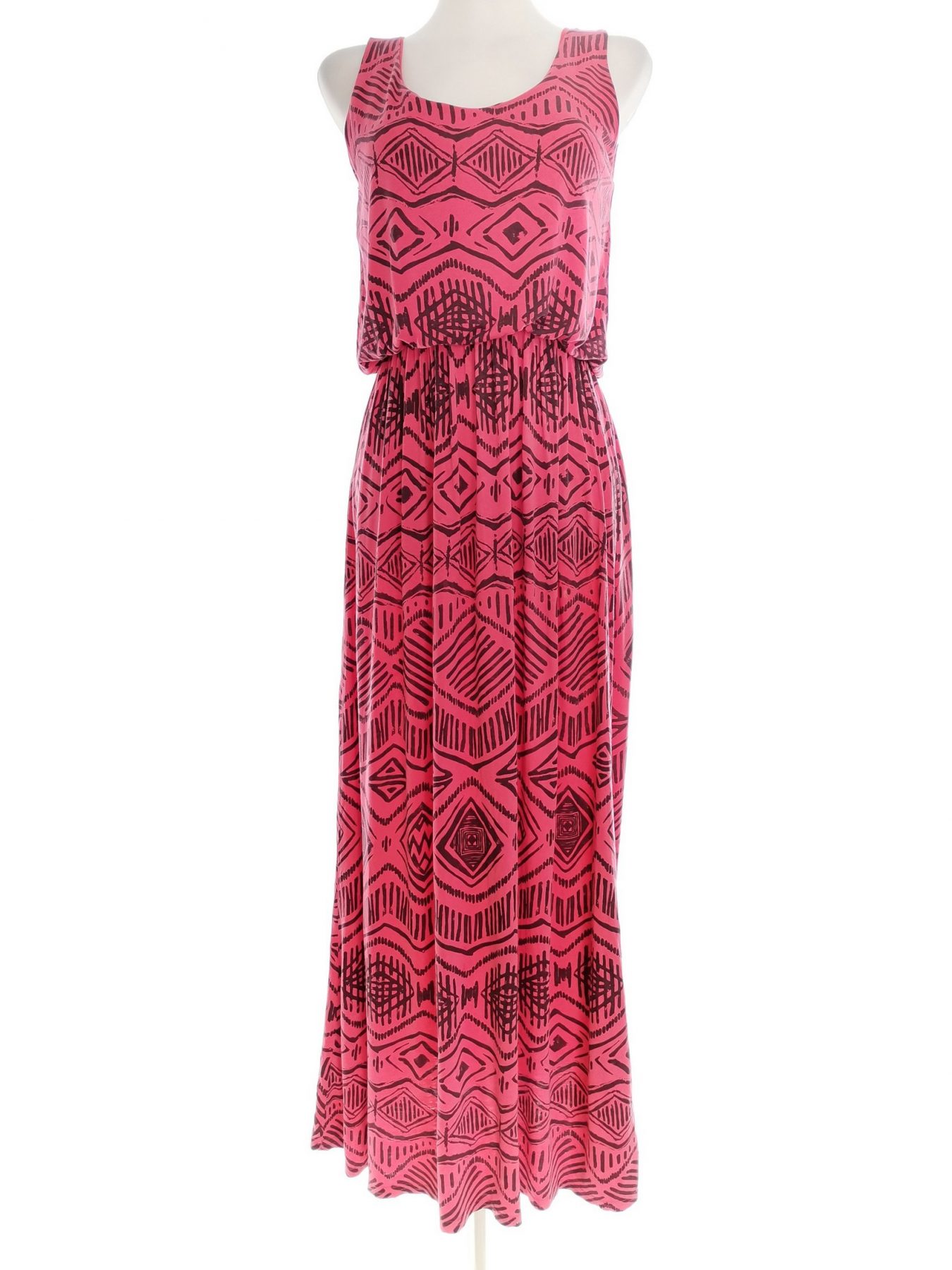 Izabel London Size 8 (36) Color Różowy Okrągły dekolt Sukienka Maxi Bezrękawnik Długa Fabric Wiskoza