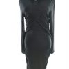 STINE GOYA Size L Color Czarny W serek Sukienka Bodycon Długi rękaw Midi Fabric Modal