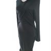 STINE GOYA Size L Color Czarny W serek Sukienka Bodycon Długi rękaw Midi Fabric Modal