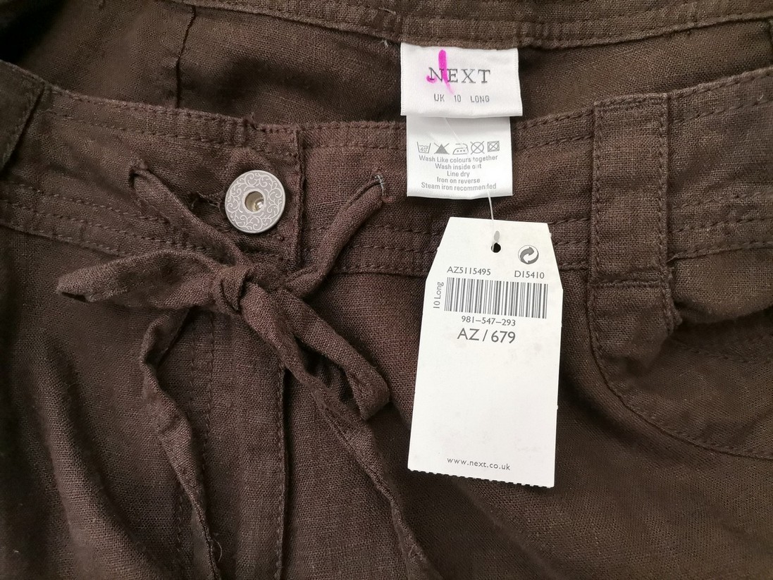 Next Size 10 (38) Color Brązowy Spodnie Casual Fabric Len