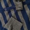 Jaeger Size M Color Szary Pasy Okrągły dekolt Długi Zapinany Kardigan Długi rękaw Fabric Wiskoza Cienka dzianina