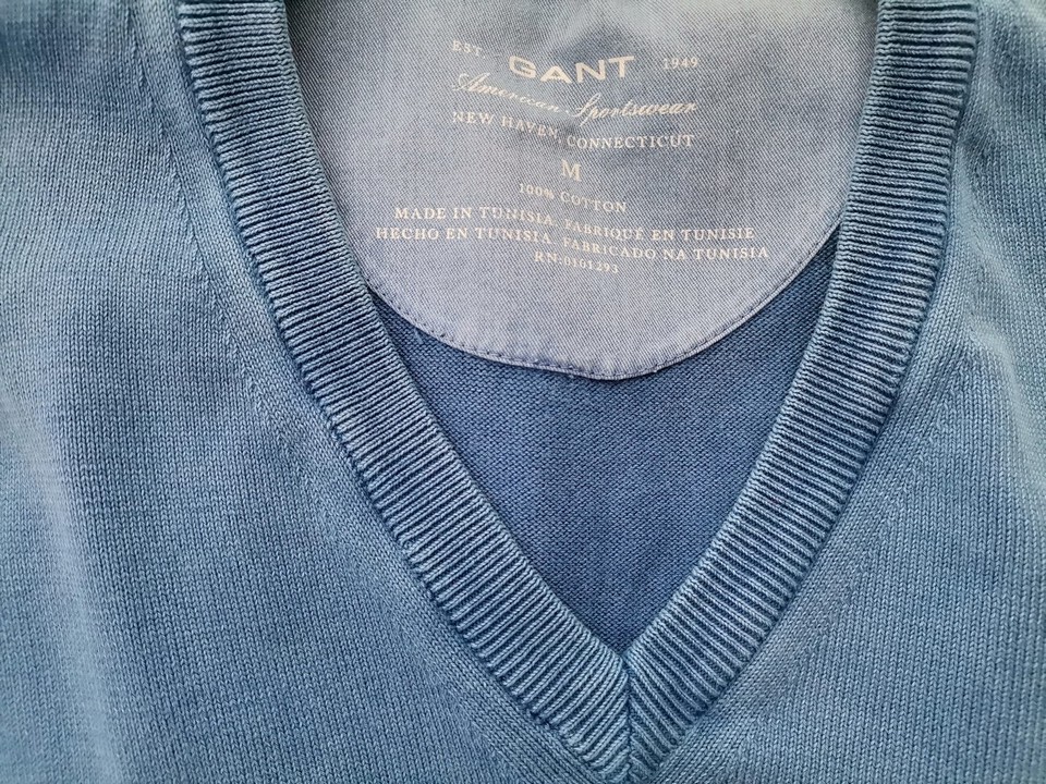 Gant Size M Color Niebieski Męski Sweter Długi rękaw Fabric Bawełna 100%