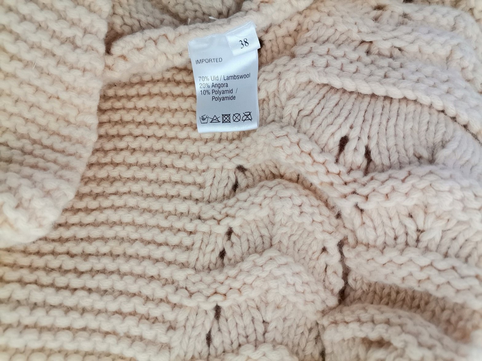 MUNTHE PLUS SIMONSEN Size 38 Color Kremowy Kołnierz Długi Zapinany Kardigan Płaszcz Długi rękaw Fabric Wełna Gruba dzianina