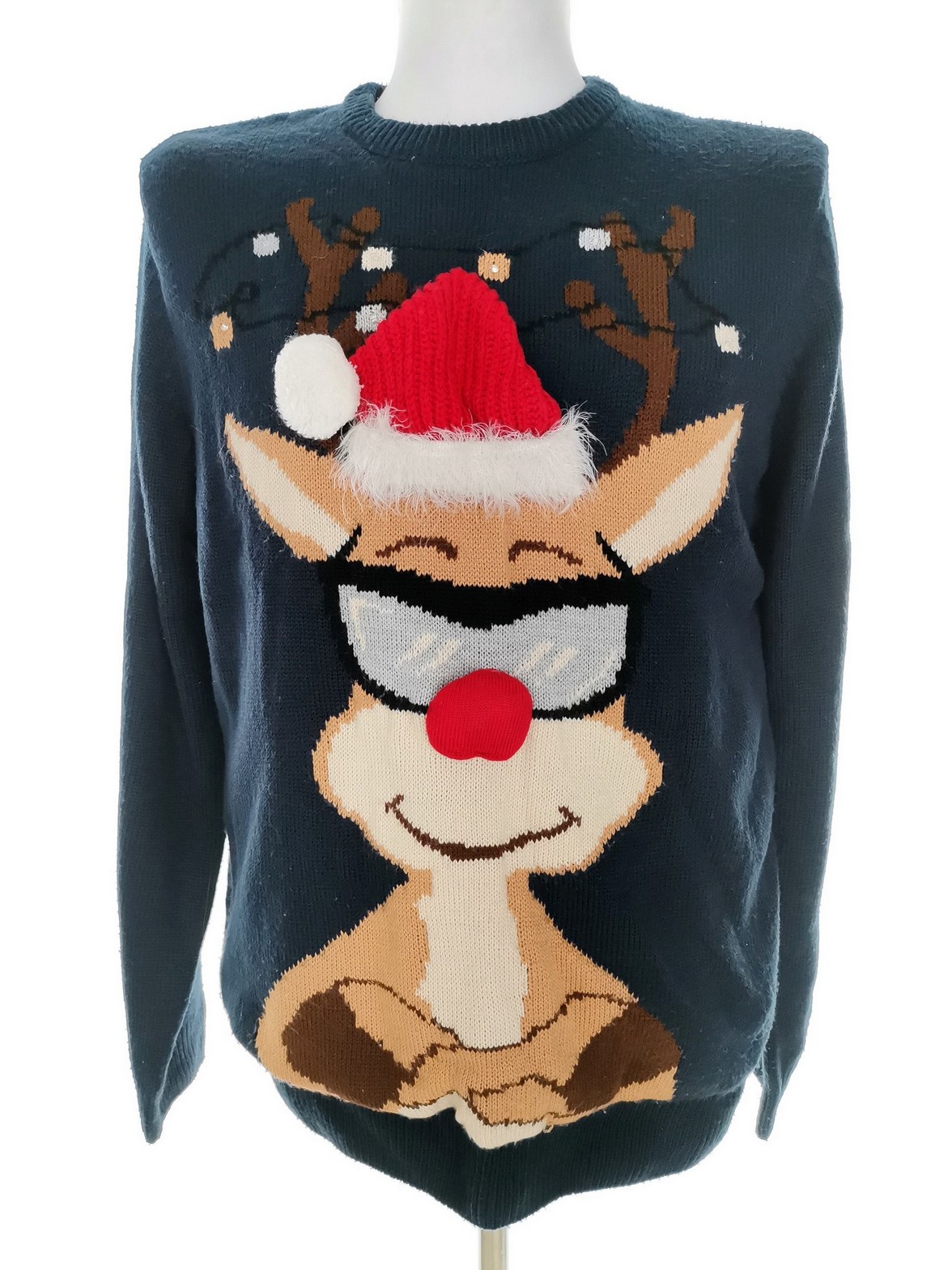 Merry Christmas Size L Color Granatowy Męski Sweter Długi rękaw