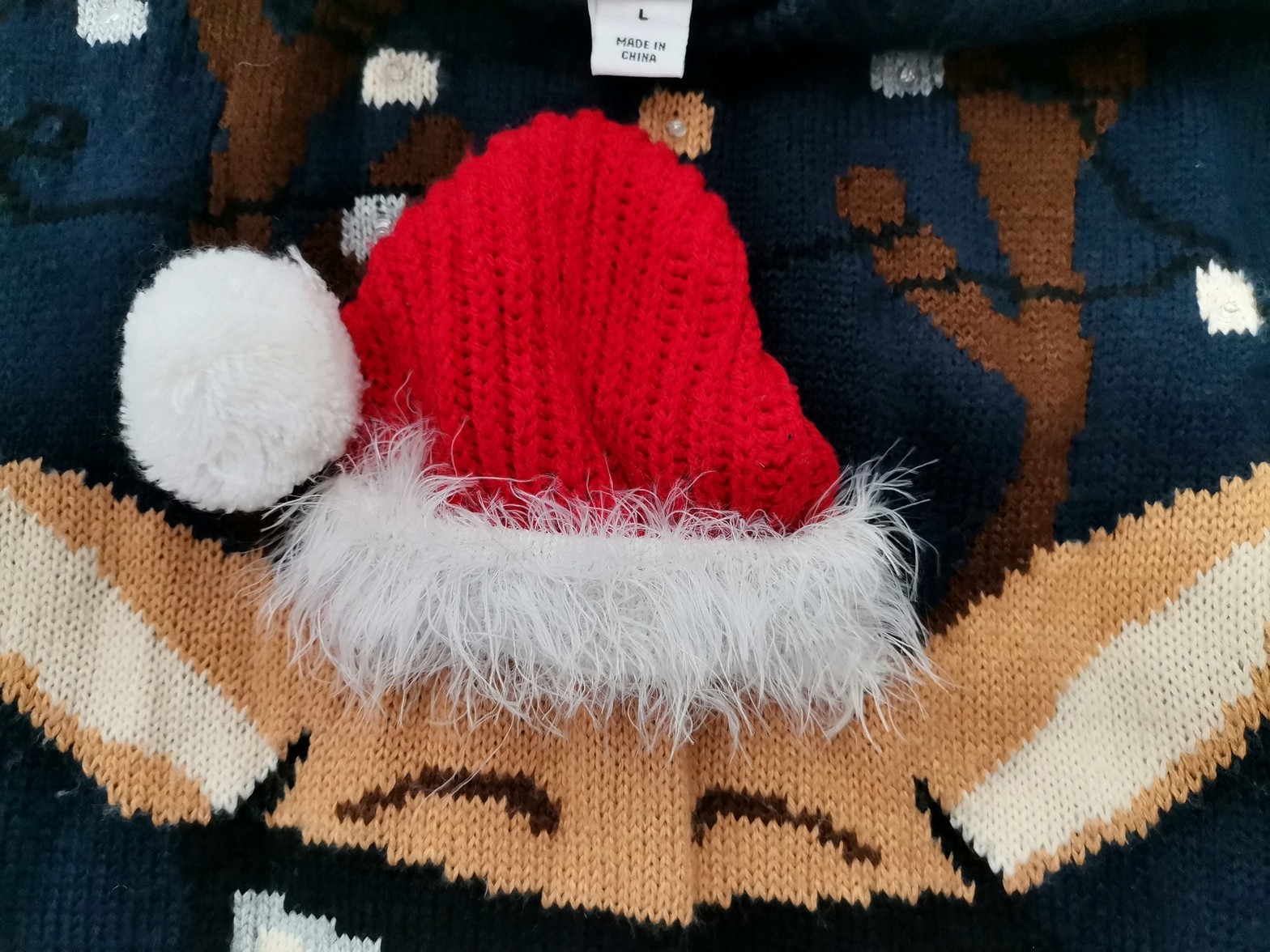 Merry Christmas Size L Color Granatowy Męski Sweter Długi rękaw