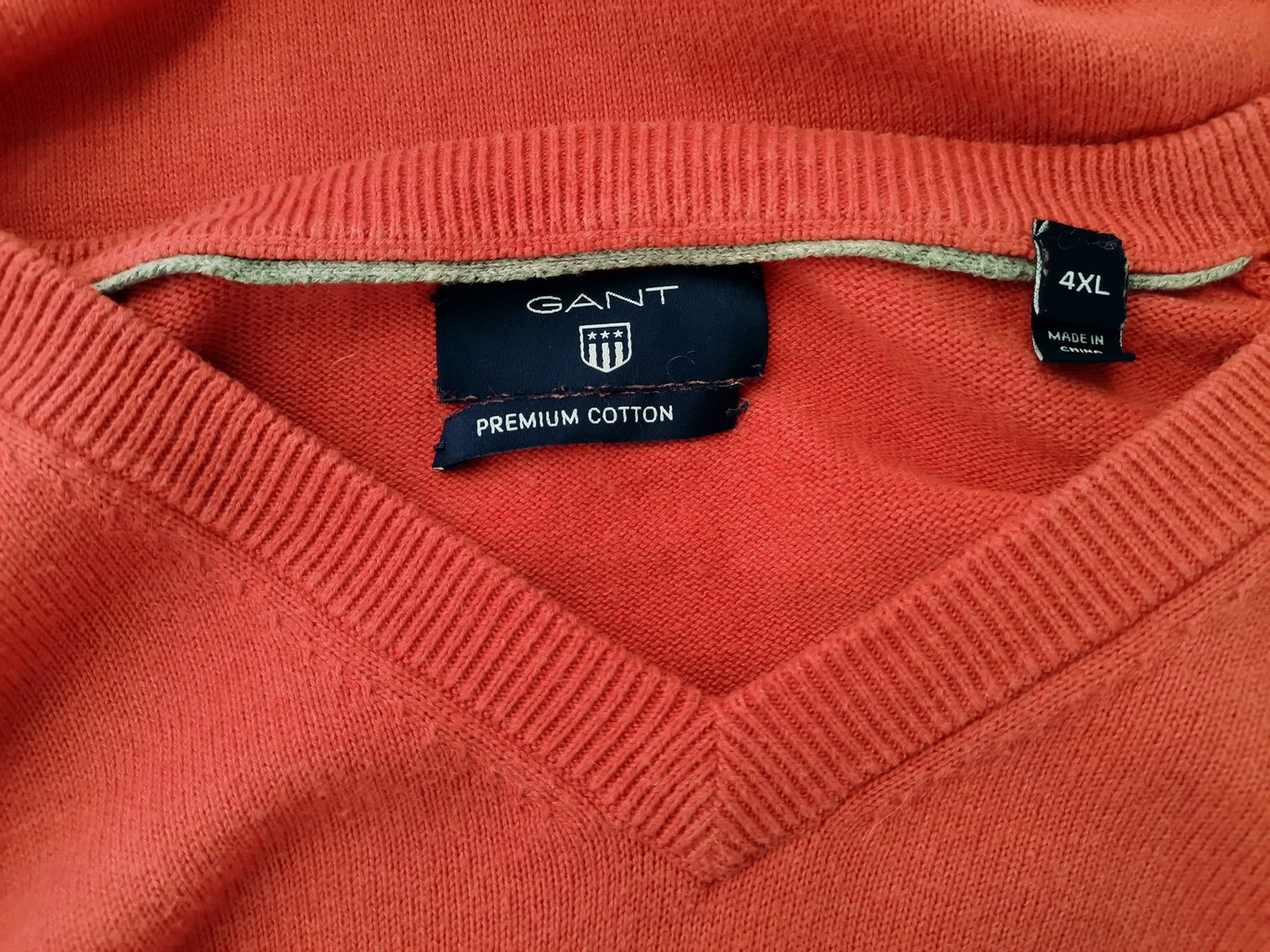 Gant Size 4XL Color Pomarańczowy Męski Sweter Długi rękaw Fabric Bawełna 100%