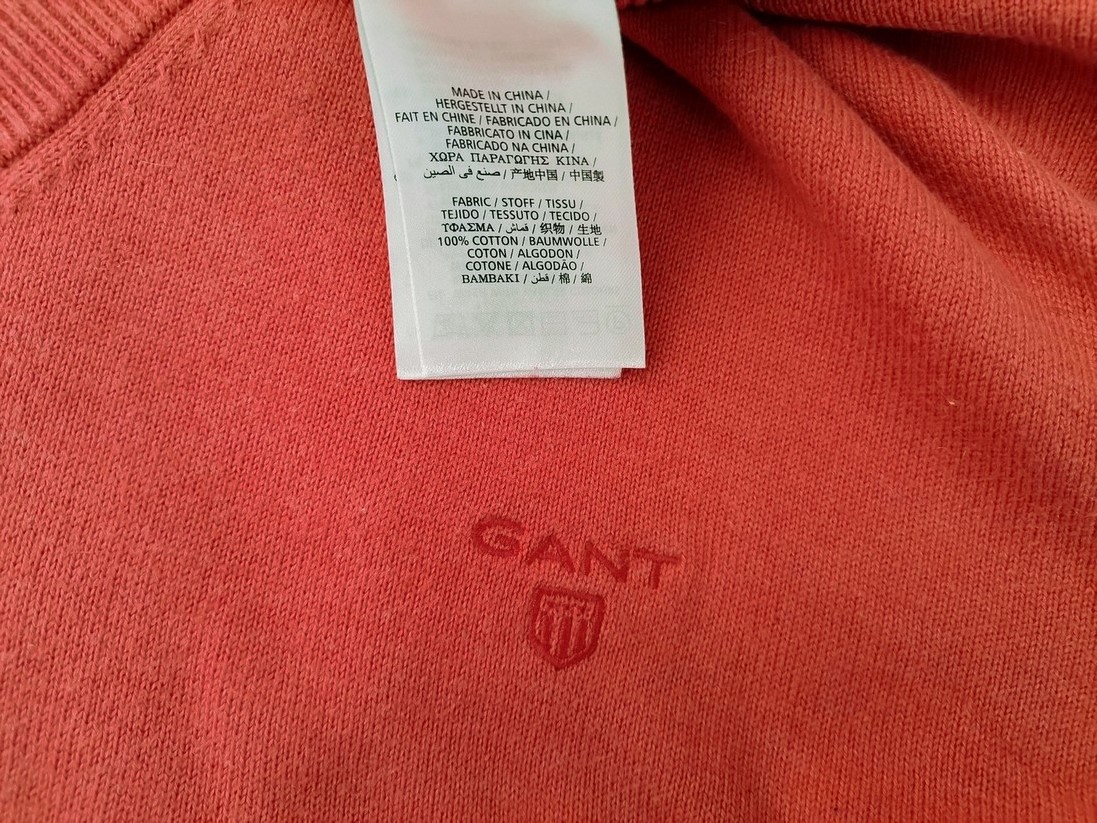 Gant Size 4XL Color Pomarańczowy Męski Sweter Długi rękaw Fabric Bawełna 100%