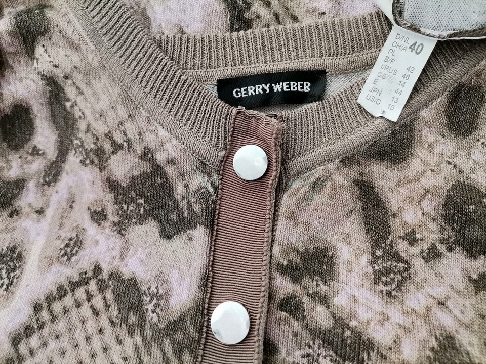 Gerry weber Size 40 Color Szary W serek Długi Zapinany Kardigan Rękaw 3/4 Fabric Wiskoza Cienka dzianina