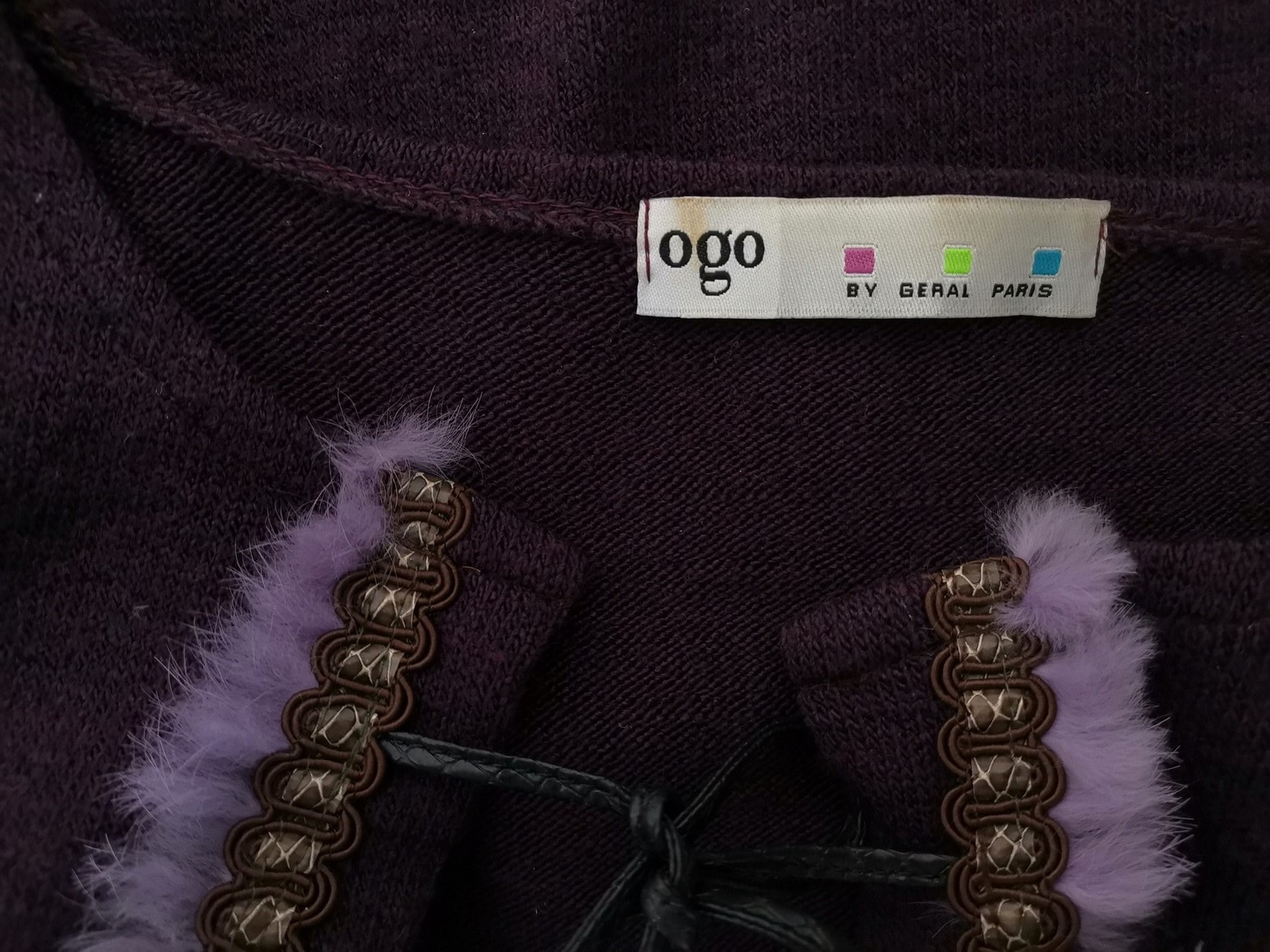 Ogo by Geral Paris Size 8 (36) Color Fioletowy Okrągły dekolt Peleryna Kardigan Długi rękaw Fabric Akryl Cienka dzianina