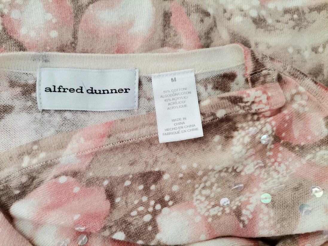 Alfred Dunner Size M Color Beżowy Crew Neck Sweter Długi rękaw Fabric Bawełna Cienka dzianina