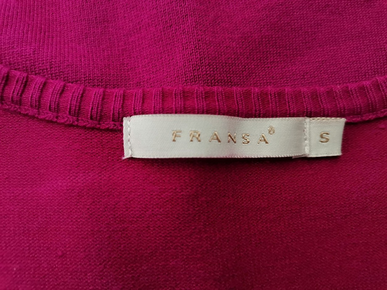 Fransa Size S Color Fuksja W serek Kardigan Wiązany Rękaw 3/4 Fabric Wiskoza Cienka dzianina