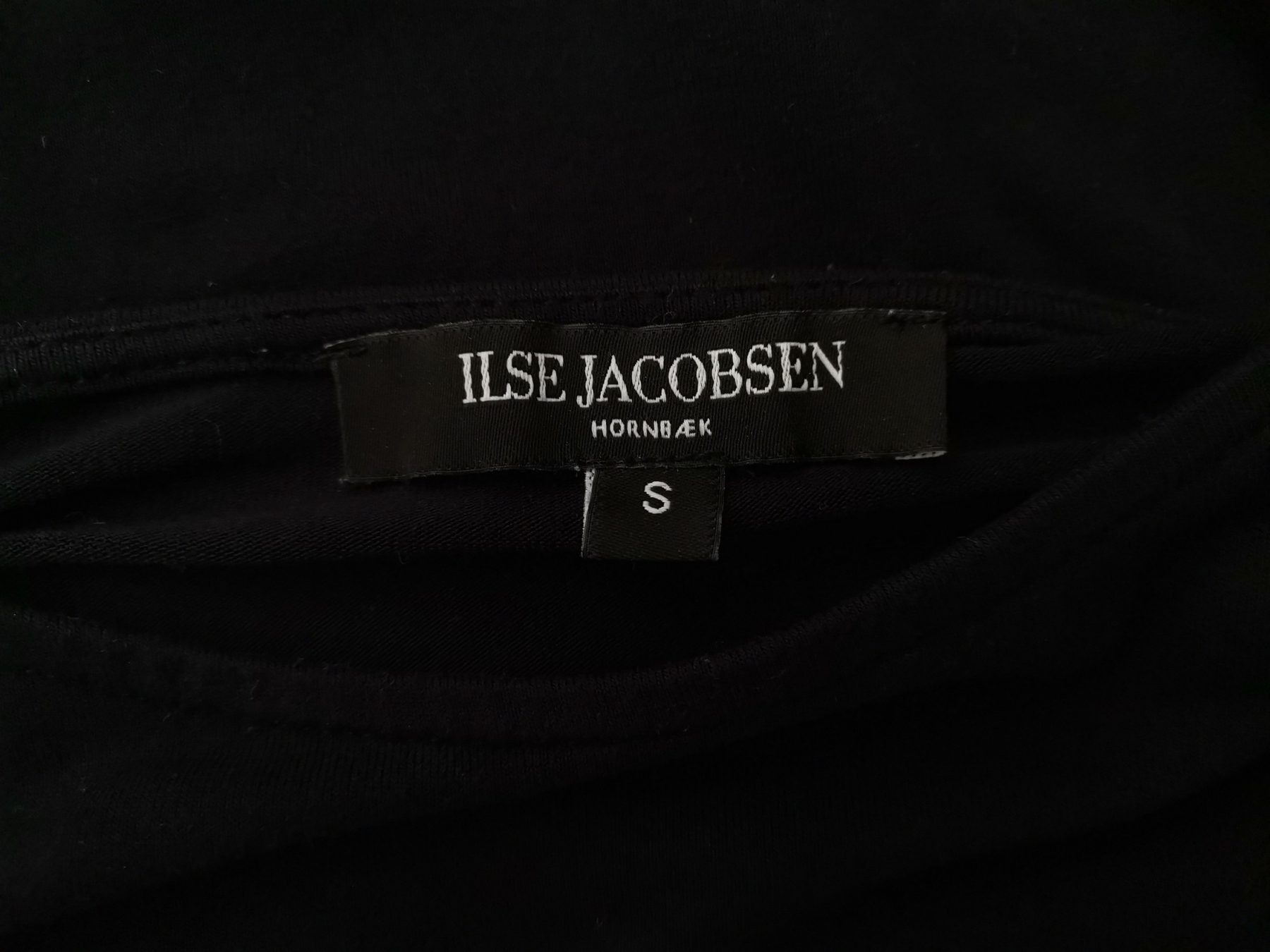 Ilse Jacobsen Size S Color Czarny W łódkę Sukienka Sweterkowa Długi rękaw Midi Fabric Wiskoza