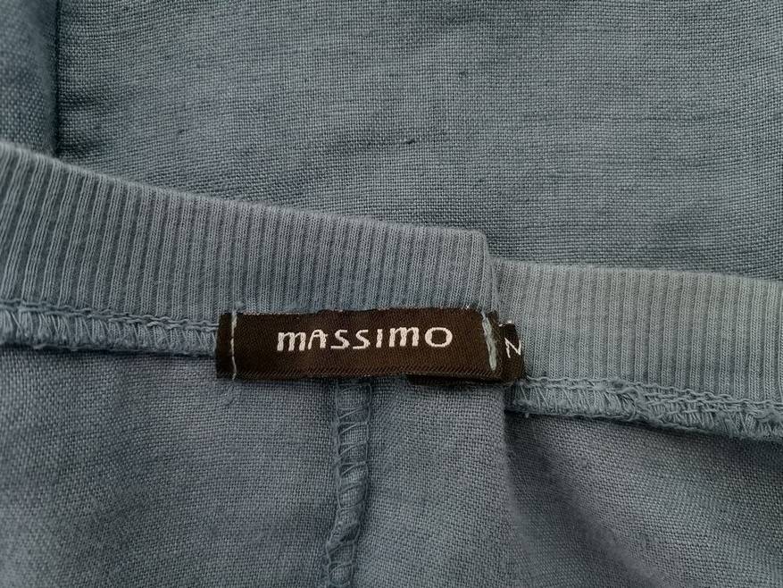 MASSIMO Italy Size M Color Niebieski Okrągły dekolt Sukienka Prosta Krótki rękaw Midi Fabric Len 100%