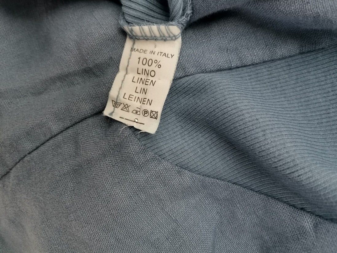 MASSIMO Italy Size M Color Niebieski Okrągły dekolt Sukienka Prosta Krótki rękaw Midi Fabric Len 100%