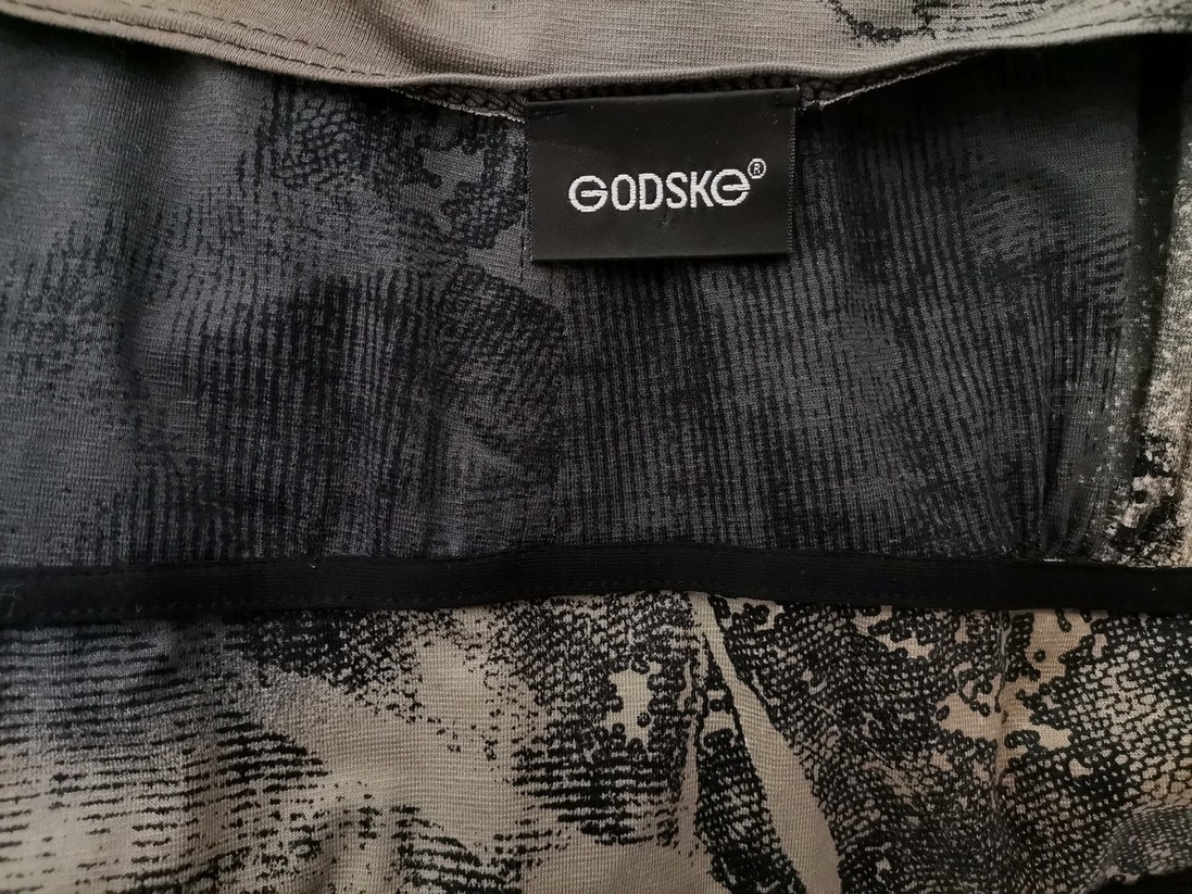 Godske Size 42 Color Szary W serek Sukienka Prosta Rękaw 3/4 Midi Fabric Wiskoza