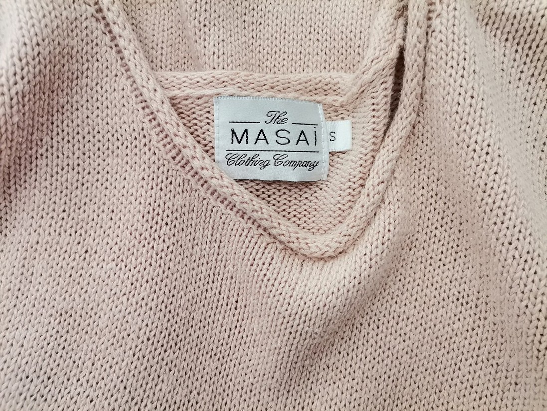 The Masai Size S Color Kremowy Okrągły dekolt Sweter Krótki rękaw Fabric Ramie Cienka dzianina