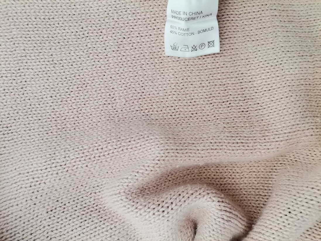 The Masai Size S Color Kremowy Okrągły dekolt Sweter Krótki rękaw Fabric Ramie Cienka dzianina