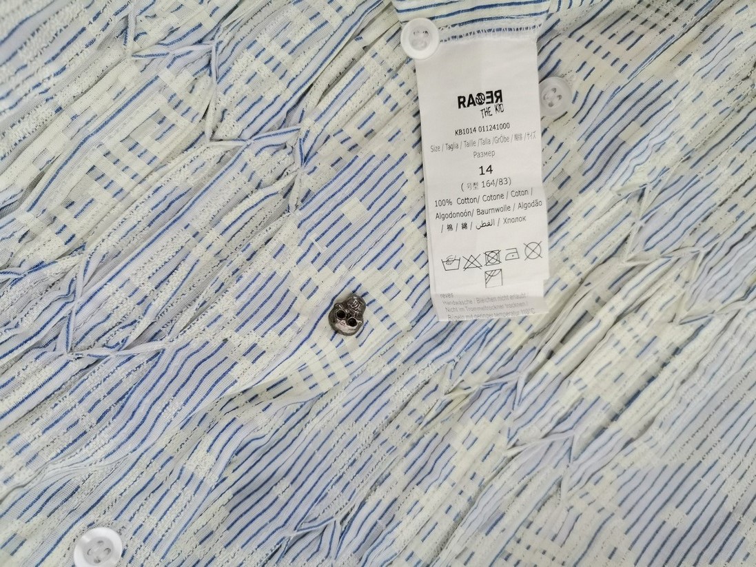 Raser Size 14 (42) Color Niebieski Pasy Kołnierz Koszula Zapinana Bluzka Długi rękaw Fabric Bawełna 100%