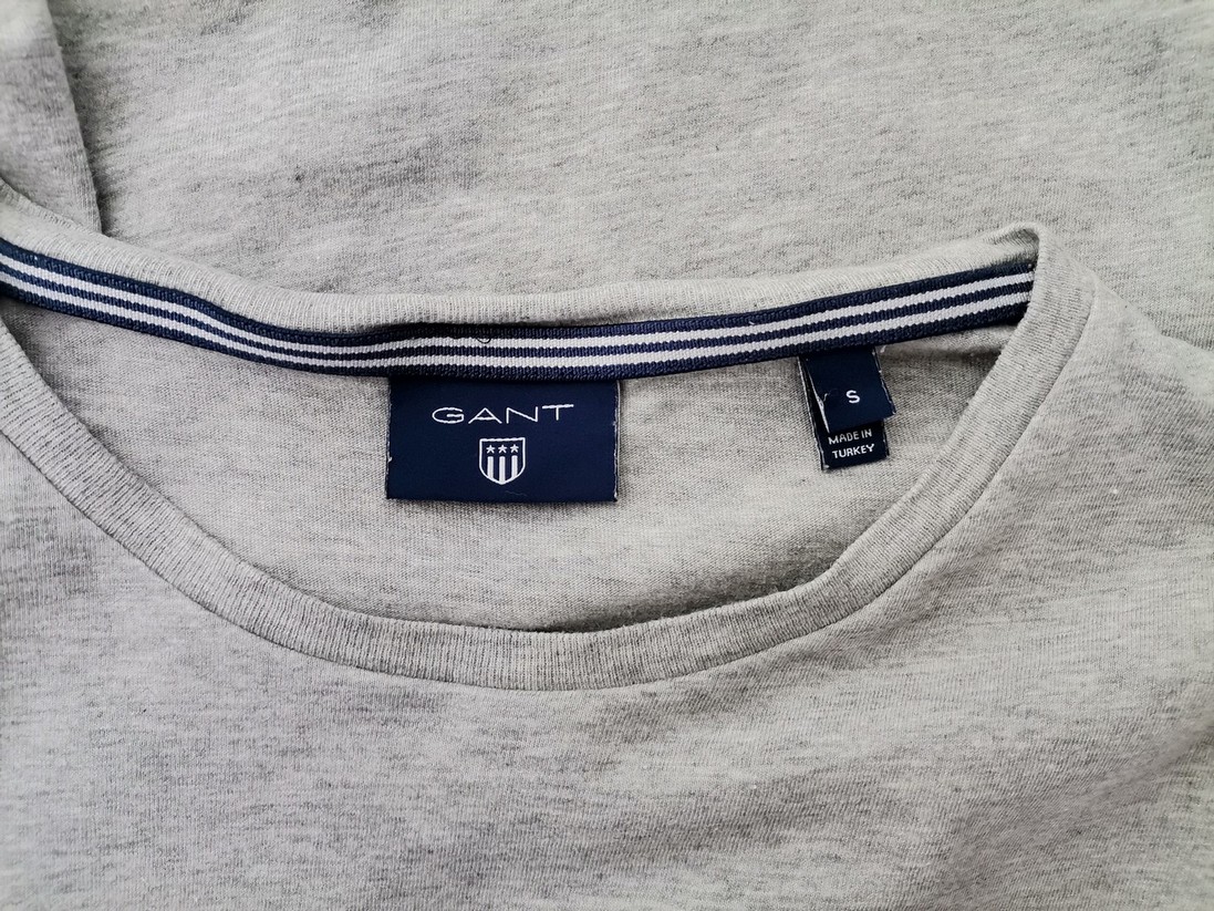 Gant Size S Color Szary Męski Sweter Długi rękaw Fabric Bawełna 100%