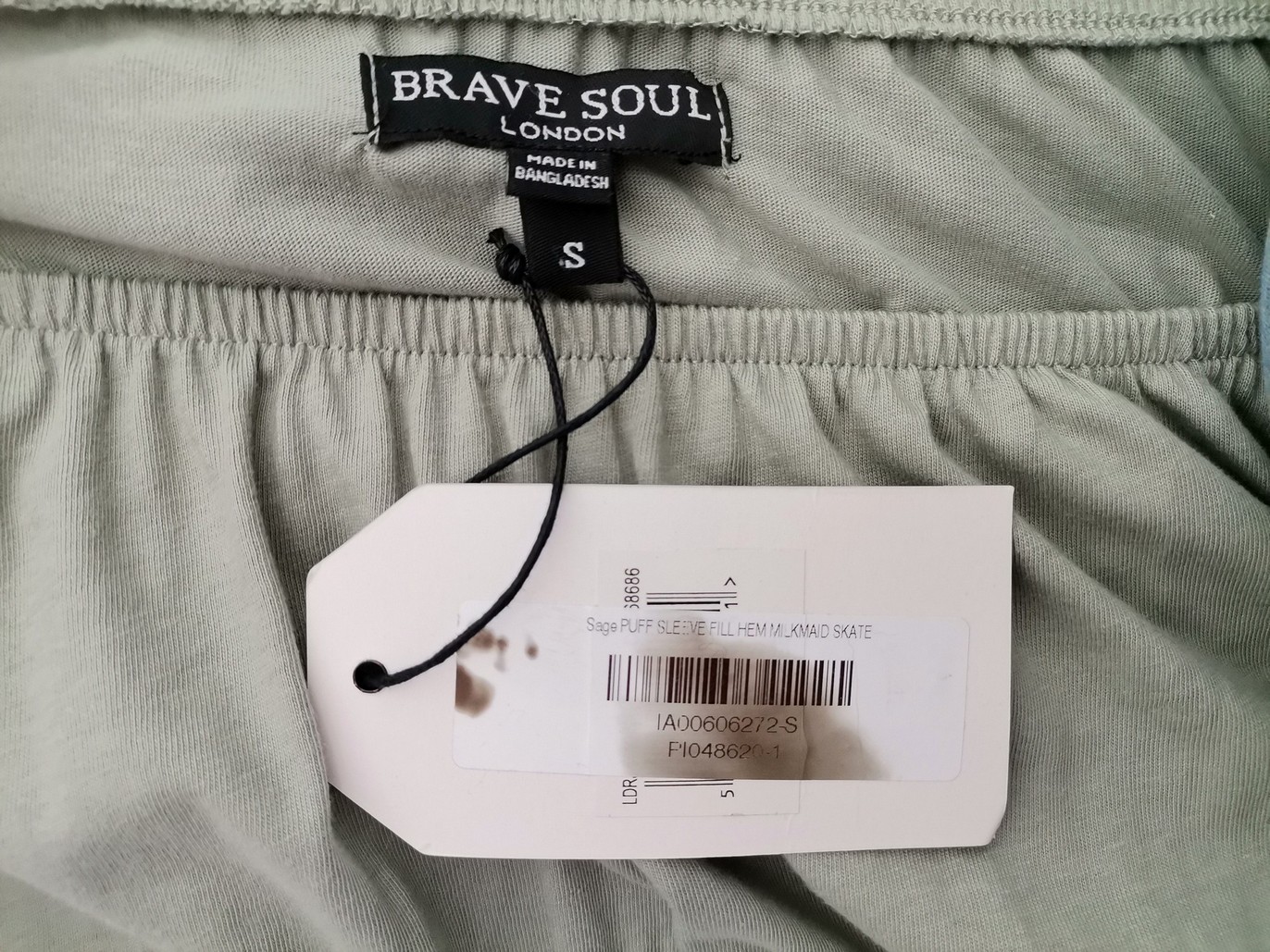 Brave Soul Size S Color Szary Okrągły dekolt Sukienka Prosta Krótki rękaw Do Kolan Fabric Bawełna 100%