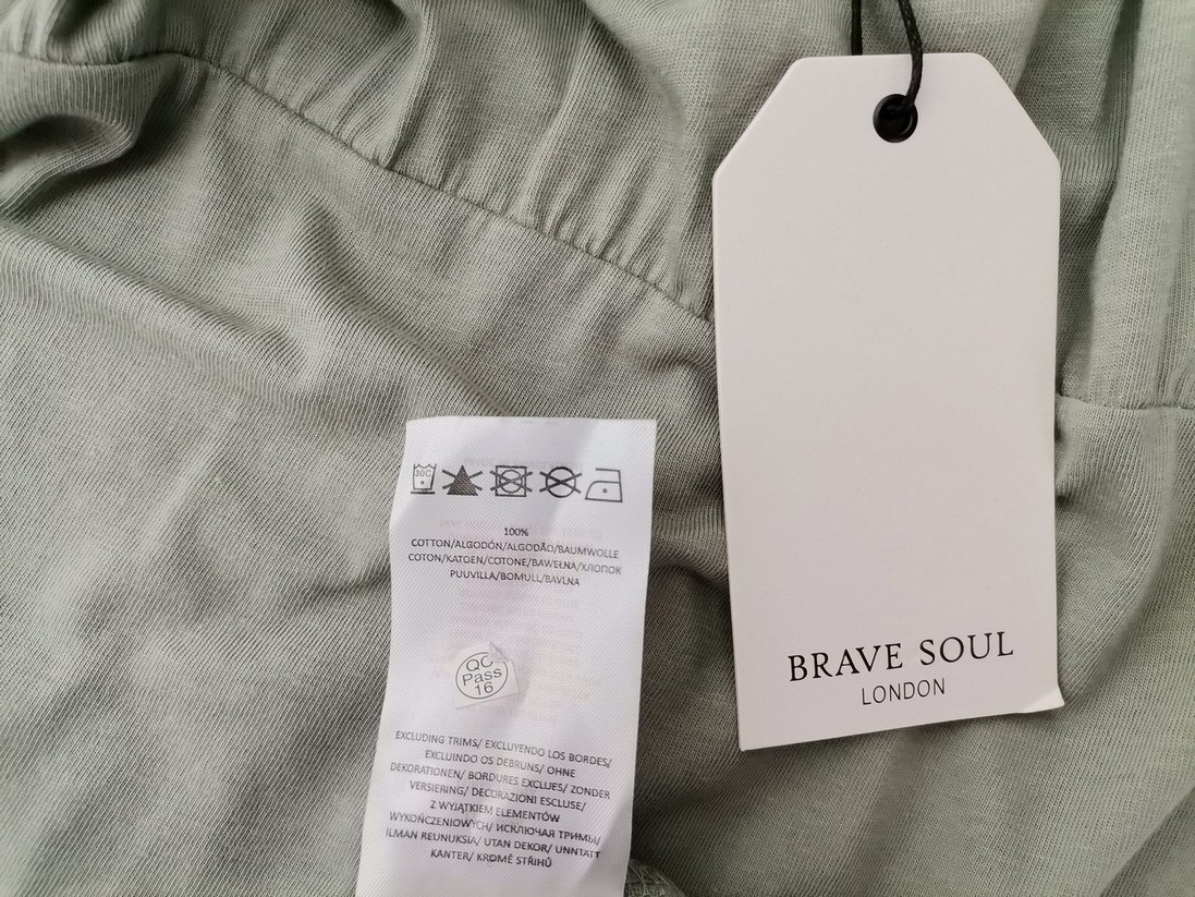 Brave Soul Size S Color Szary Okrągły dekolt Sukienka Prosta Krótki rękaw Do Kolan Fabric Bawełna 100%